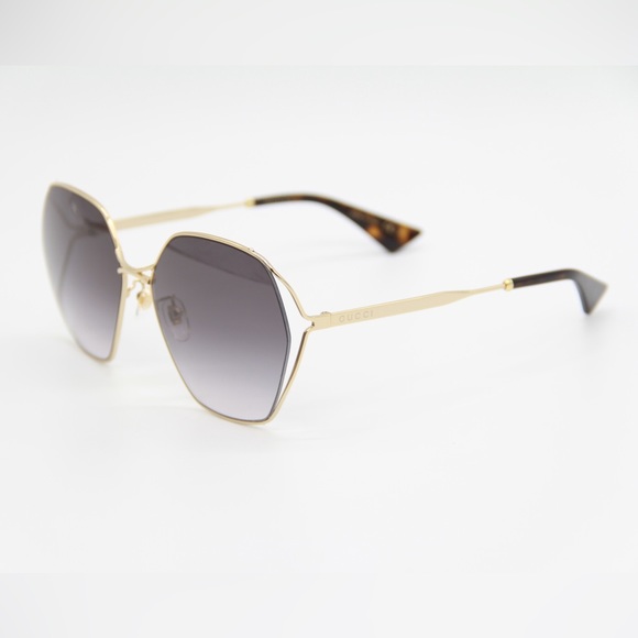 NEW GUCCI GOLD GREY SUNGLASSES GG0818SA 001 ROUND GUCCI EYEWEAR - Picture 7 of 14
